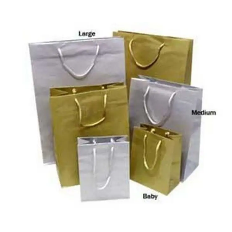 Picture of Metallic Laminated Paper Bags with Rope Handles - Medium