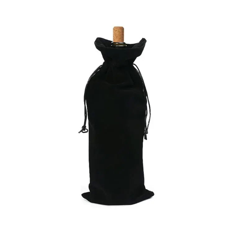 Picture of Drawstring Velvet Wine Bottle Bag