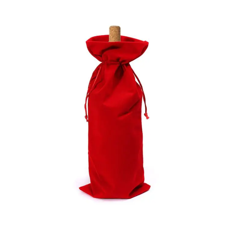 Picture of Drawstring Velvet Wine Bottle Bag