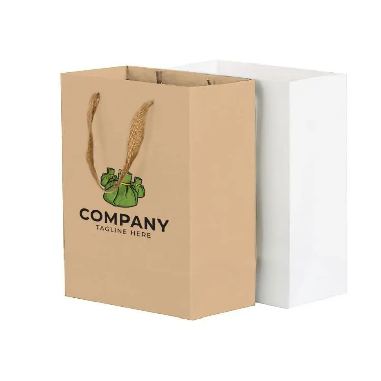 Picture of Large Vertical Paper Bag with Fabric Flat Handle(300 x 400 x 110mm)