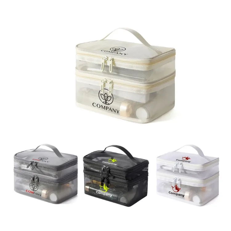 Picture of Nylon Mesh Sheer Double Layer Cosmetic Bag