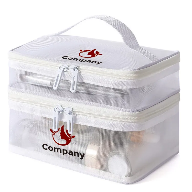 Picture of Nylon Mesh Sheer Double Layer Cosmetic Bag