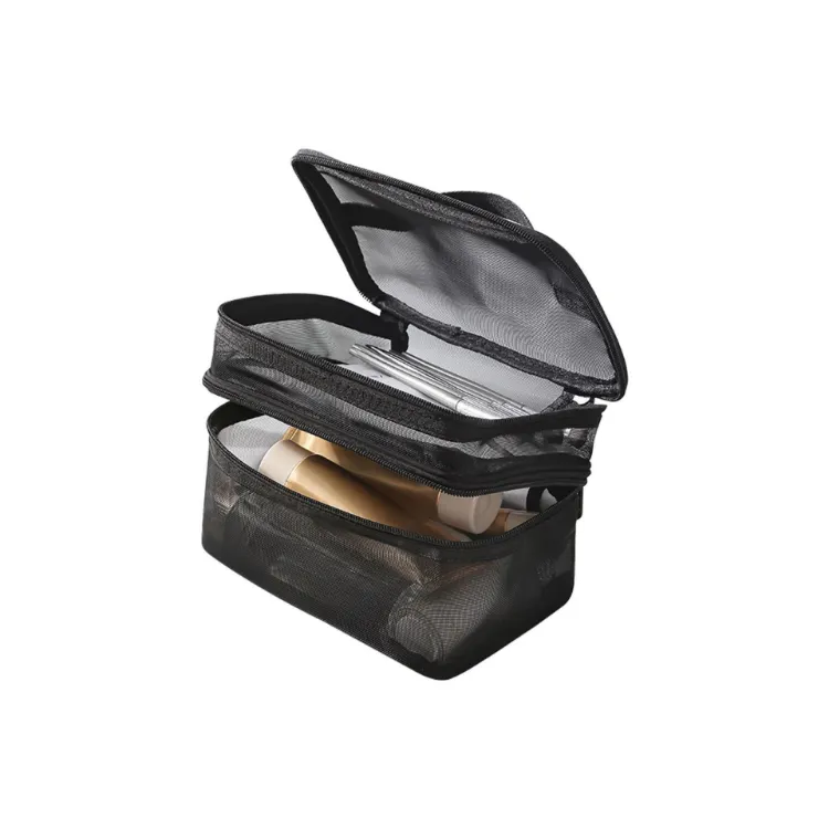 Picture of Nylon Mesh Sheer Double Layer Cosmetic Bag