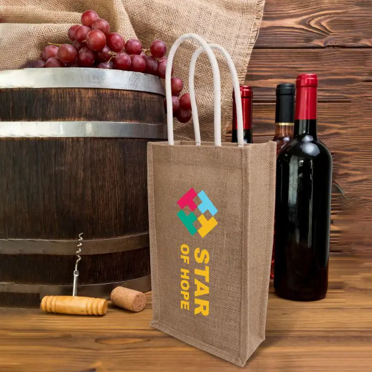 Picture of Jute Double Wine Carrier