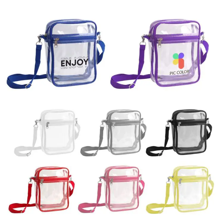 Picture of Clear Tote Bag with Zipper Closure Crossbody