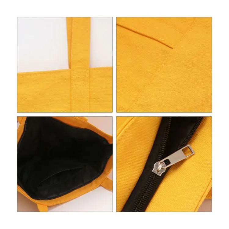 Picture of Canvas Zippered Tote Shoulder Bag