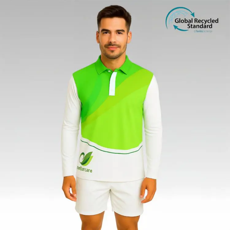 Picture of Unisex Adults RPET Micro Mesh Sublimated Basic Long Sleeves POLO