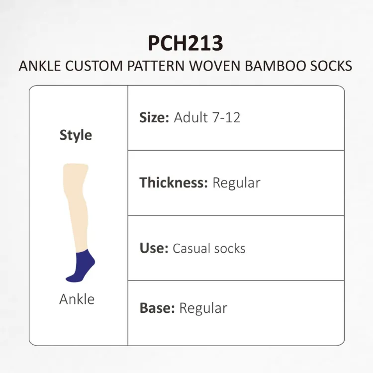 Picture of Ankle Custom Pattern Woven Bamboo Socks