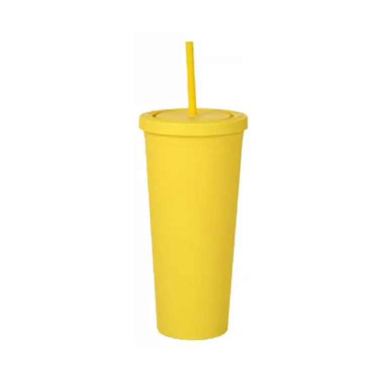 Picture of 24oz Matte Plastic Cups with Lids & Straws