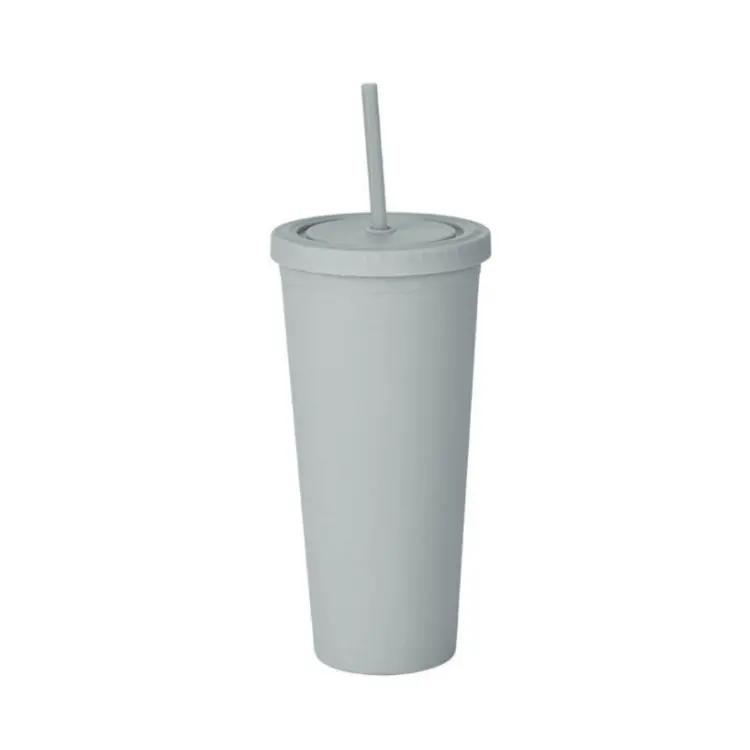 Picture of 24oz Matte Plastic Cups with Lids & Straws