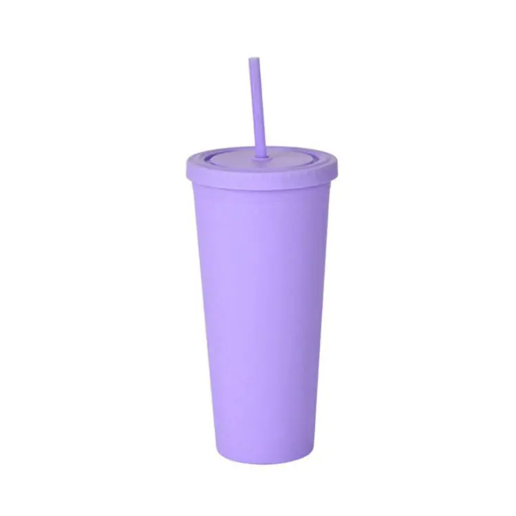 Picture of 24oz Matte Plastic Cups with Lids & Straws