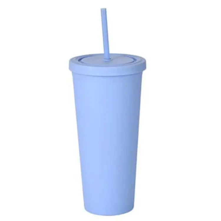 Picture of 24oz Matte Plastic Cups with Lids & Straws
