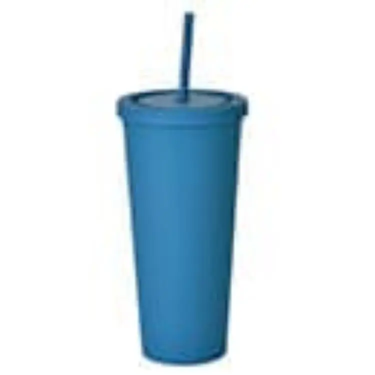 Picture of 24oz Matte Plastic Cups with Lids & Straws