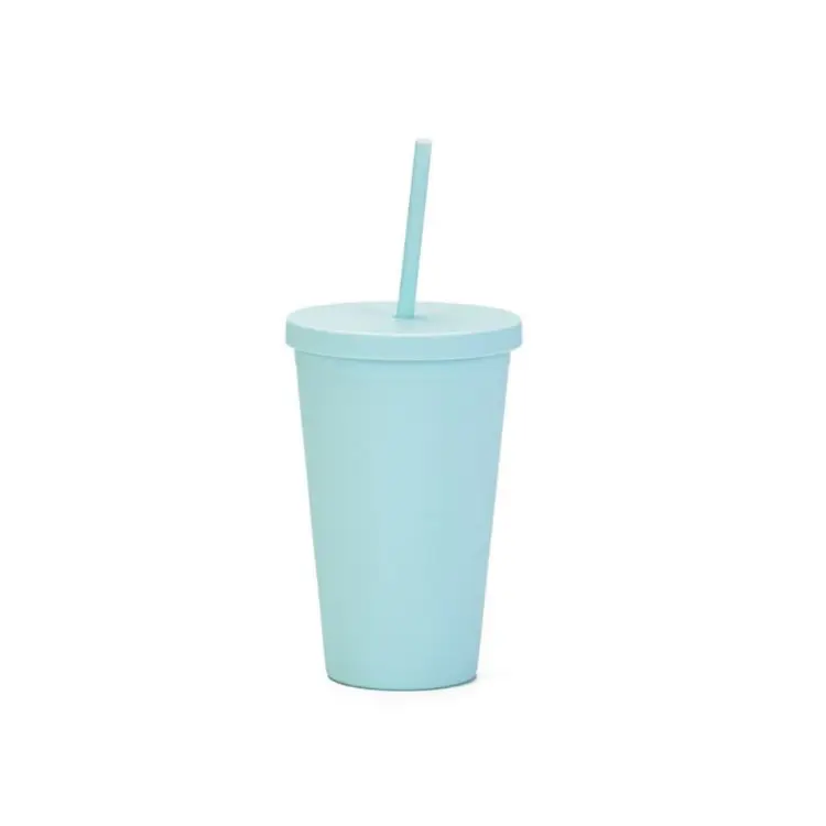 Picture of 16oz Matte Plastic Cups with Lids & Straws