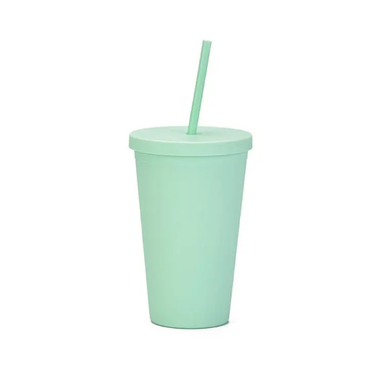 Picture of 16oz Matte Plastic Cups with Lids & Straws