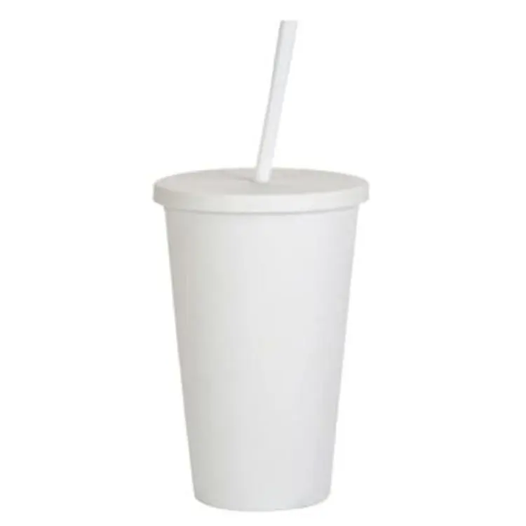 Picture of 16oz Matte Plastic Cups with Lids & Straws