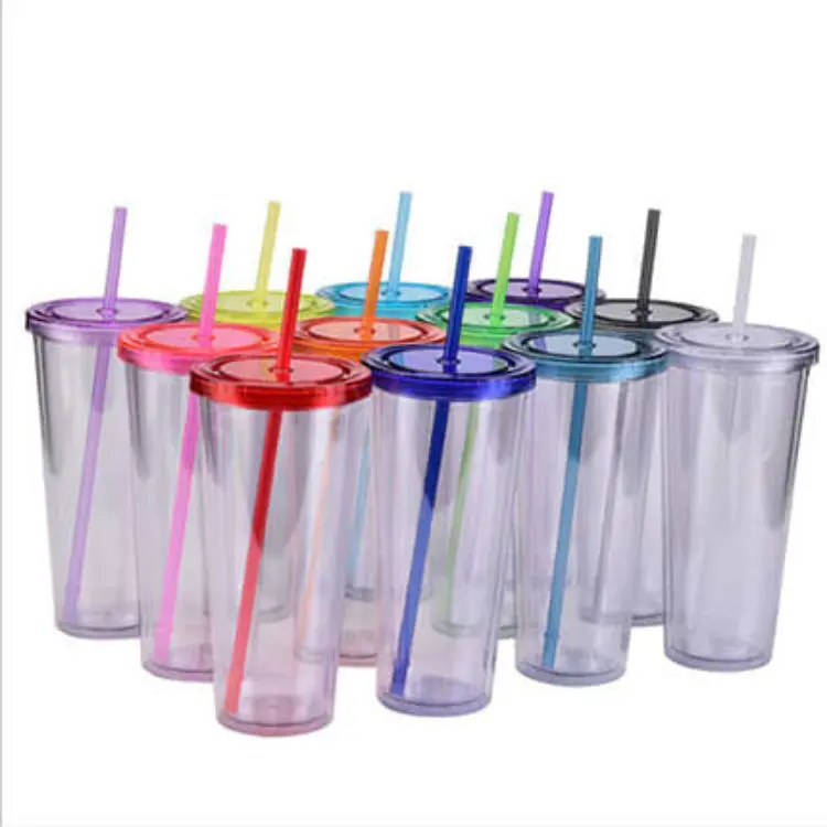 Picture of 24oz Plastic Cups with Lids & Straws