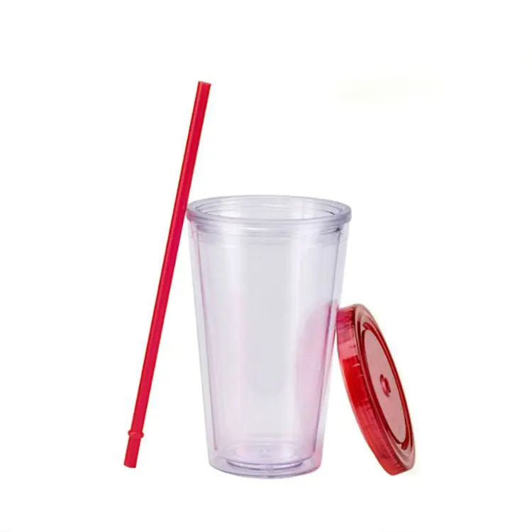 Picture of 16oz Plastic Cups with Lids & Straws