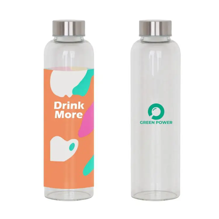 Picture of 550ml Glass Drink Bottle with Stainless steel Lid