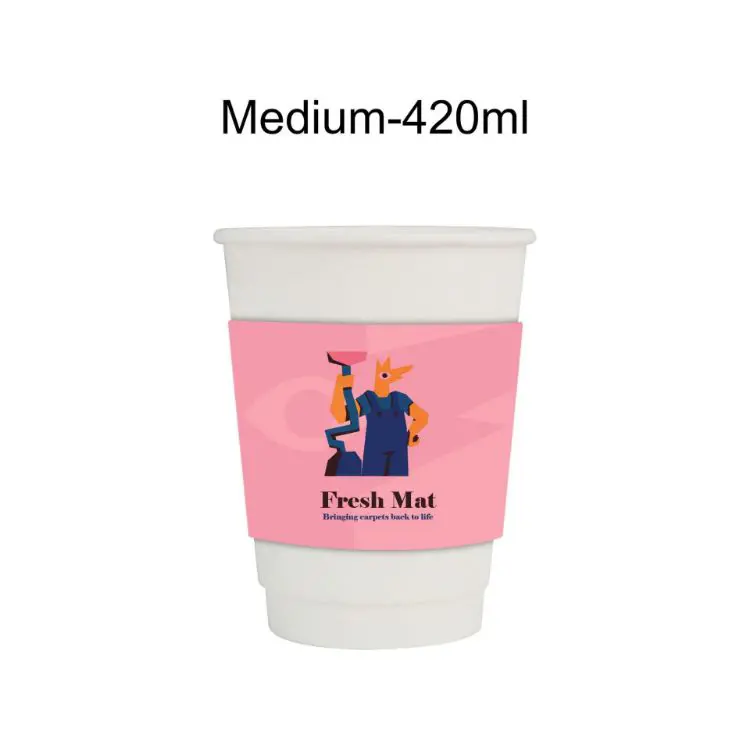 Picture of PLA Double Wall Compostable Paper Cups with Cup Sleeve