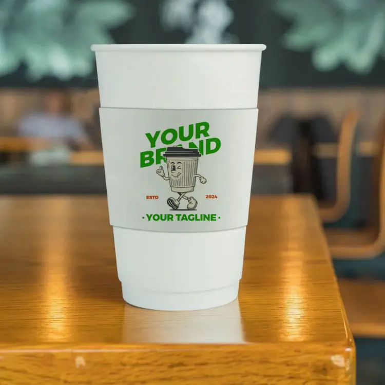 Picture of PLA Double Wall Compostable Paper Cups with Cup Sleeve