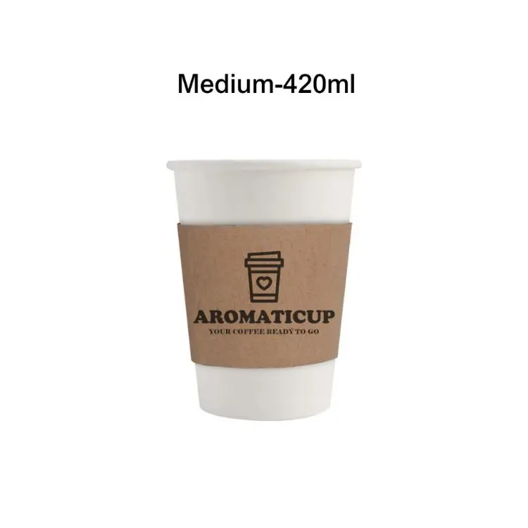 Picture of Home Compostable Aqueous Single Wall Paper Cups with Cup Sleeve