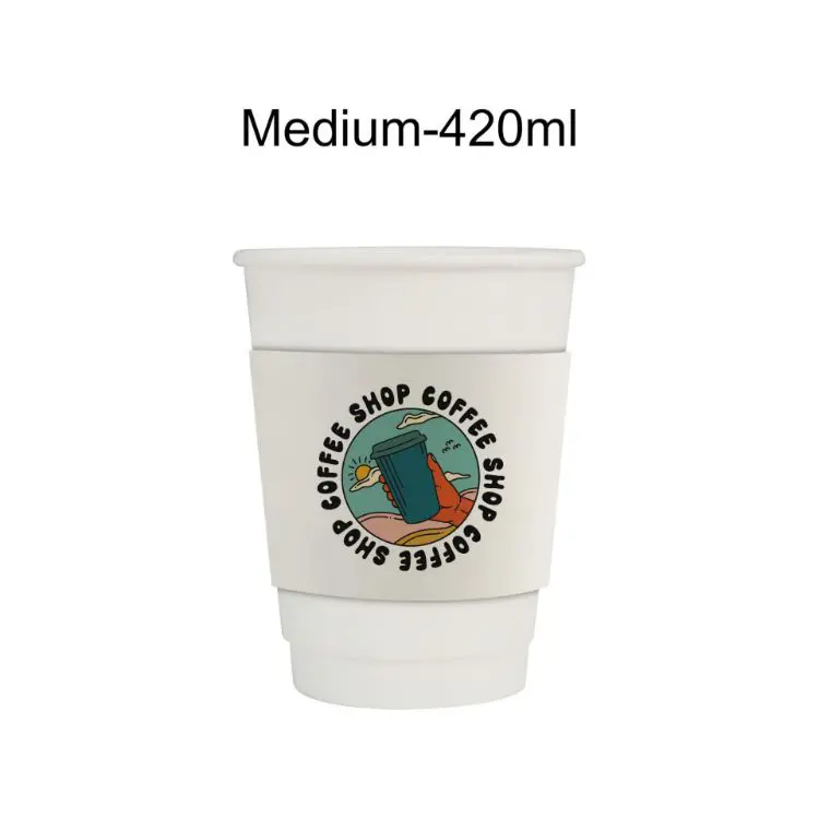 Picture of Home Compostable Aqueous Double Wall Paper Cups with Cup Sleeve
