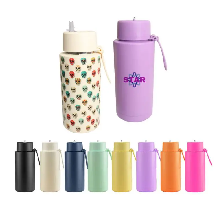 Picture of 1L Stainless Steel Bottle with Straw Lid