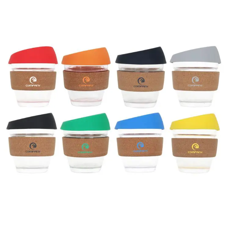 Picture of 8 OZ Reusable Glass Coffee Cup with Cork Band