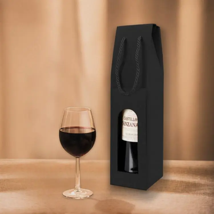 Picture of Single Bottle Wine Box with Rope Handle