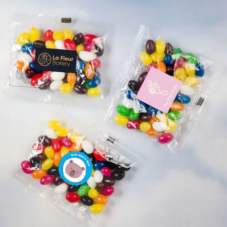 Picture of Assorted Colour Mini Jelly Beans in 50 Gram Cello Bag