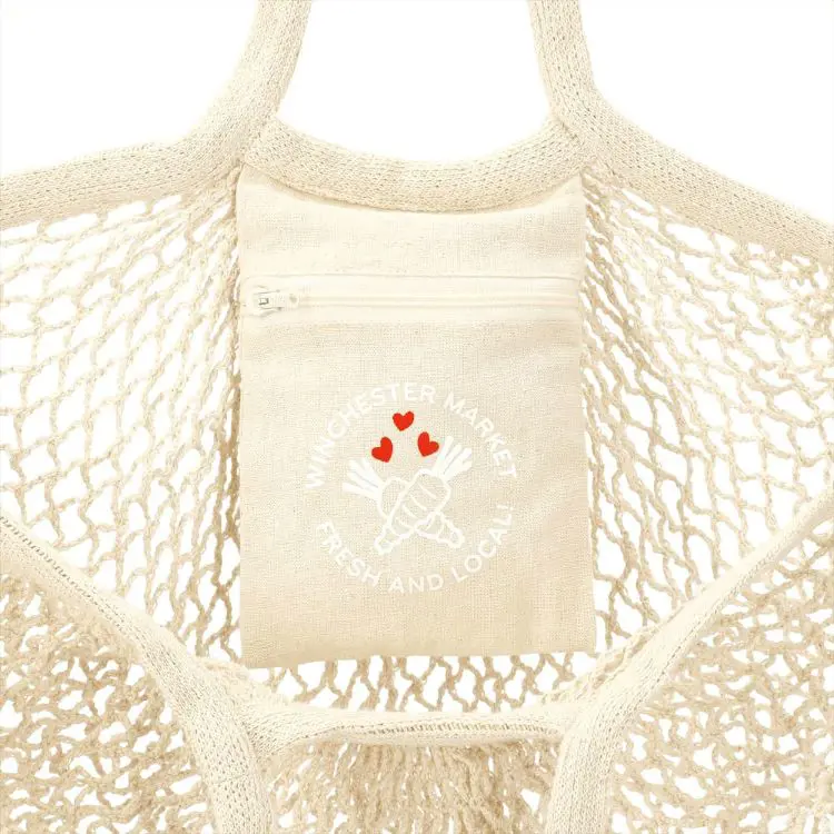 Picture of Riviera Cotton Mesh Market Bag w/ Zippered Pouch