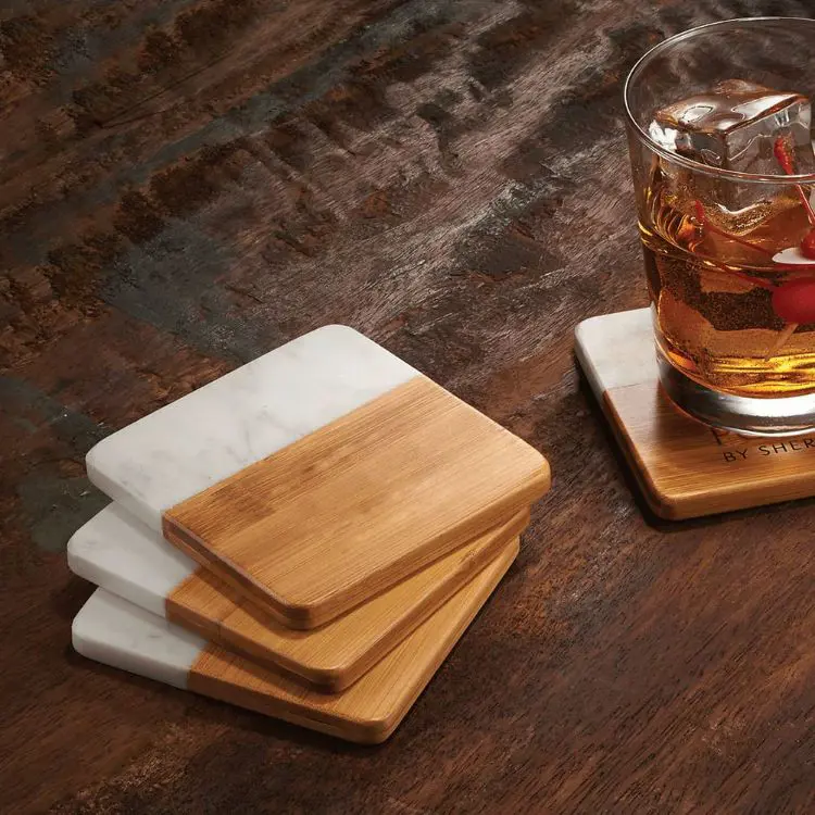 Picture of Marble & Bamboo Coaster