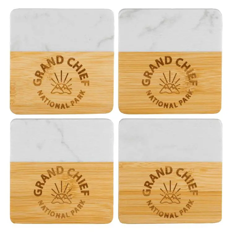 Picture of Marble & Bamboo Coaster