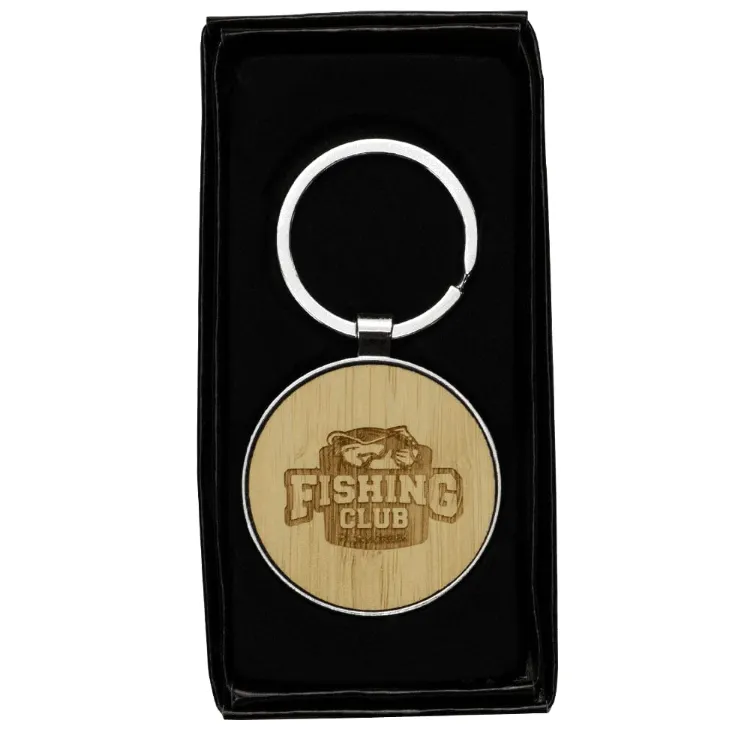 Picture of Circular Recycled Zinc Alloy Keyring w/ Bamboo