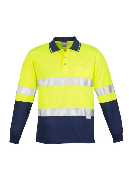 Picture of Mens Hi Vis Spliced Long Sleeve Polo - Hoop Taped