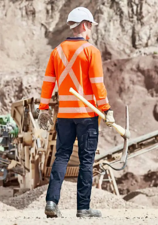 Picture of Unisex Hi Vis X Back NSW Rail Long Sleeve Polo