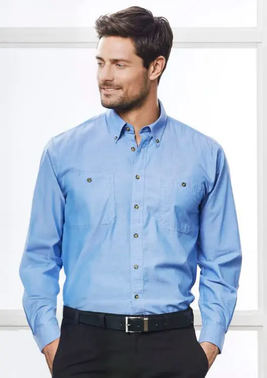 Picture of Mens Chambray Long Sleeve Shirt