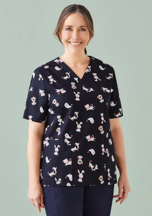 Picture of Womens Printed Best Friends Scrub Top