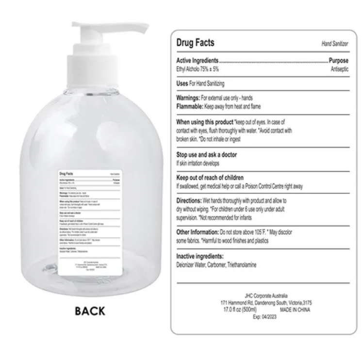 Picture of 500ml Hand Sanitiser Gel 75% Alcohol