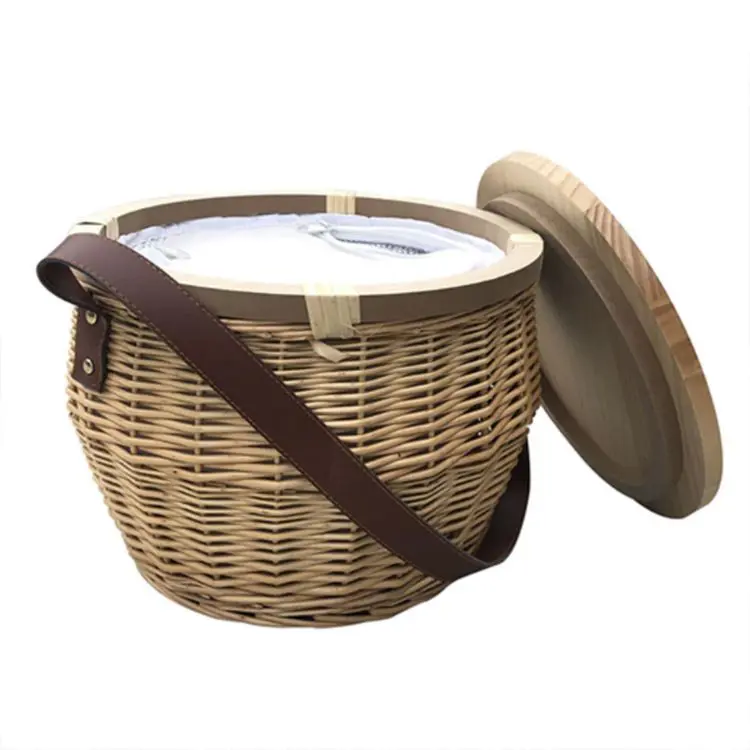 Picture of Scotch Wicker Picnic Cooler Basket Round
