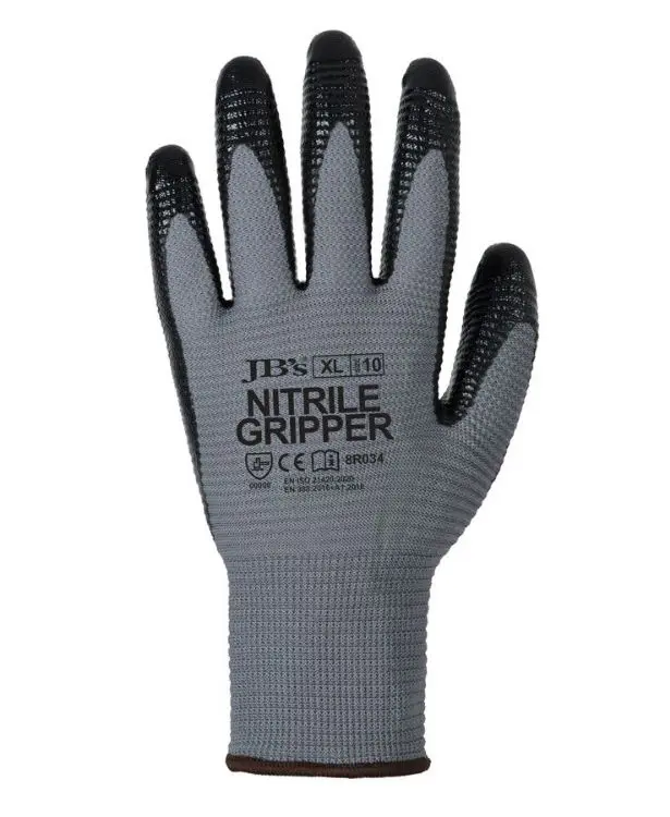 Picture of JB's Nitrile Gripper Glove (12 Pk) Grey/Black