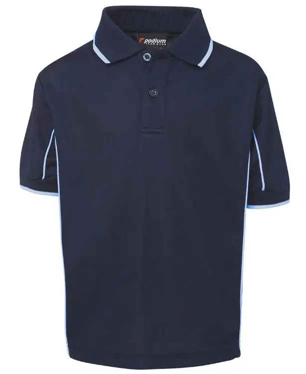 Picture of Podium Kids S/S Piping Polo Navy/White