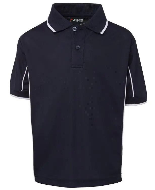 Picture of Podium Kids S/S Piping Polo Navy/White