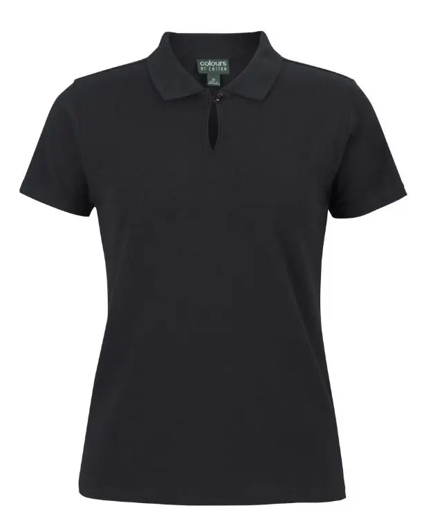 Picture of C of C Ladies Cotton S/S Stretch Polo Black
