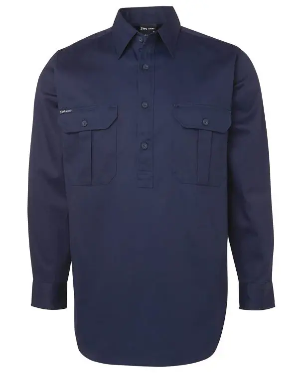 Picture of JB's Close Front L/S Work Shirt Navy