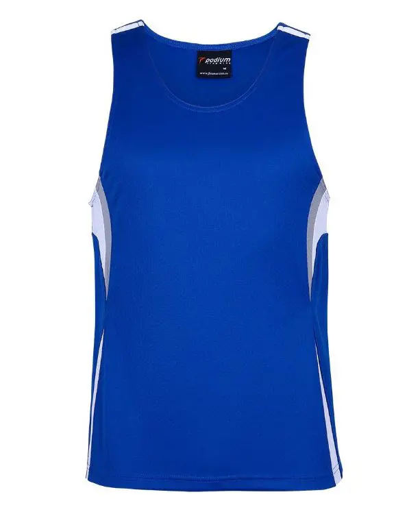 Picture of PODIUM COOL JACQUARD SINGLET ROYAL/WHITE/GREY -