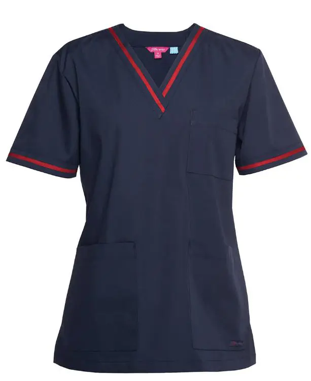 Picture of JB's Contrast Ladies Scrubs Top Navy/