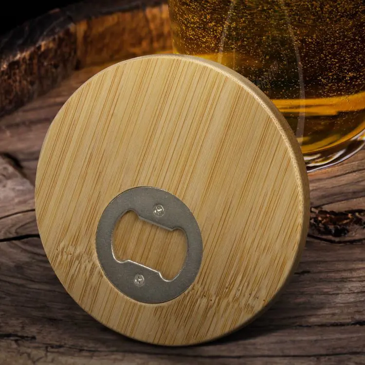 Picture of Bamboo Bottle Opener Coaster - Round