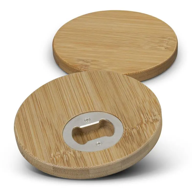 Picture of Bamboo Bottle Opener Coaster - Set of 2 - Round